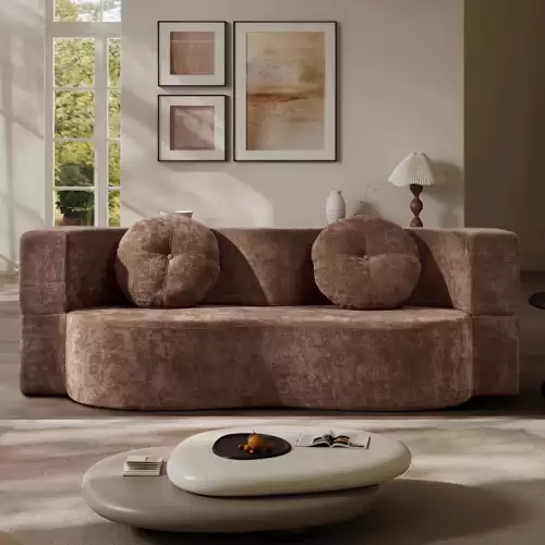 Canapea 3 locuri , Extensibila, cu Sustinere Ergonomica Ring HD Foam, Catifea, Maro