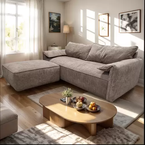 Canapea cu taburet, 2 locuri- Havana, Bej