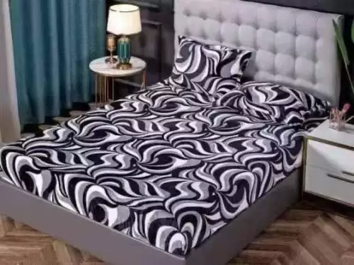 Cearsaf cu Elastic Cocolino 180x200cm si 2 fete de perna 50x70cm, Alb, Negru, Gri, Model Clasic