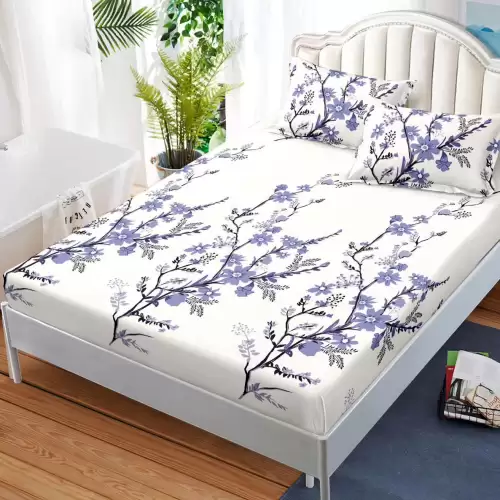 Cearsaf cu elastic, FINET, 180x200cm, 2 fete de perne 50x70cm, Gri, crengute