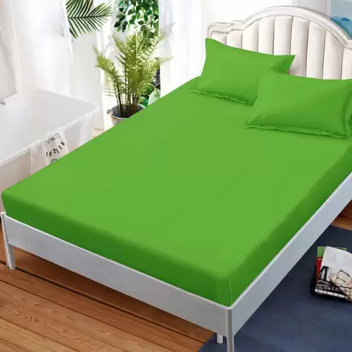 Cearsaf cu elastic, FINET, 180x200cm, 2 fete de perne 50x70cm, Verde intens