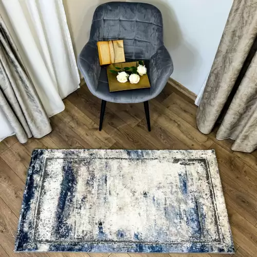 Covor Modern, Elegant, 240x340cm, gros si pufos, SHINNY V2, Albastru/Gri/Alb
