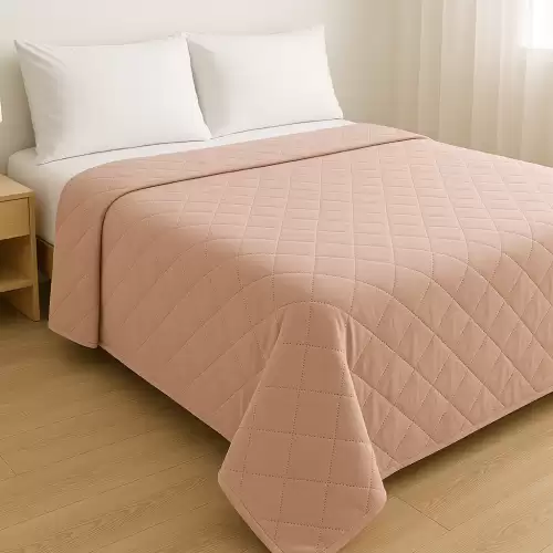 Cuvertura de pat velour, Somnart, 220x240 cm, cappucino