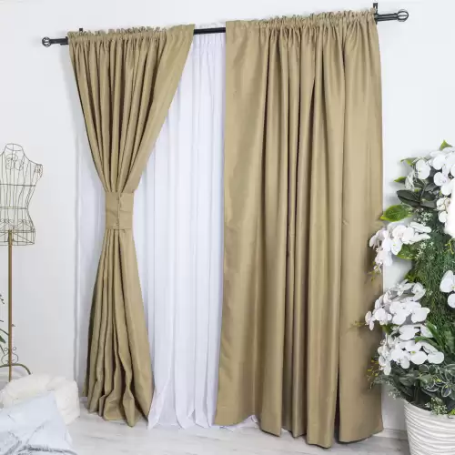 Draperie HoReCa TEXTURATA tip Bob de Orez, 140cm latime x 260cm inaltime, cu TIV LAT, Bej