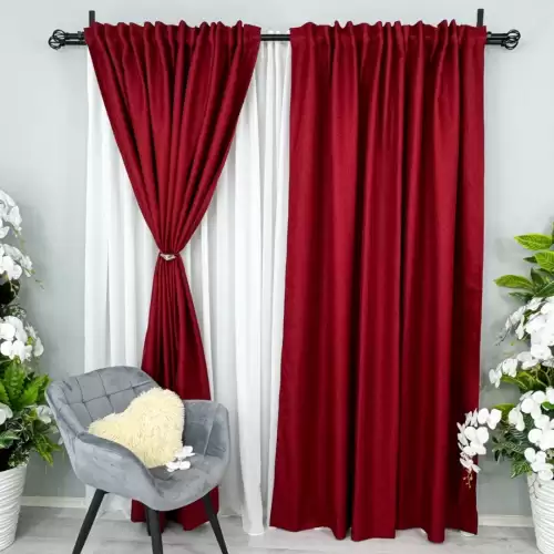 Draperie HoReCa TEXTURATA tip IN, 140cm latime x 260cm inaltime, cu TIV LAT, Rosu