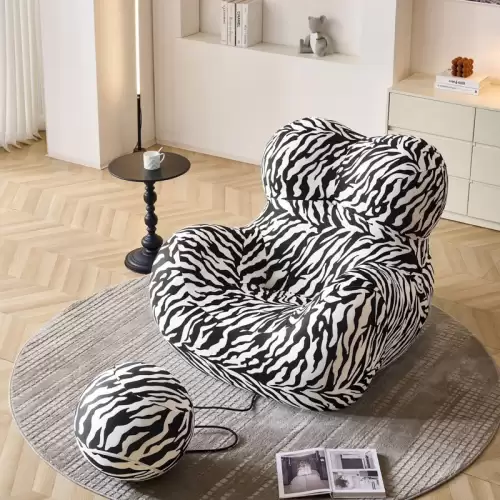 Fotoliu cu Sustinere Ergonomica SoftNest, Alb, Negru, Zebra