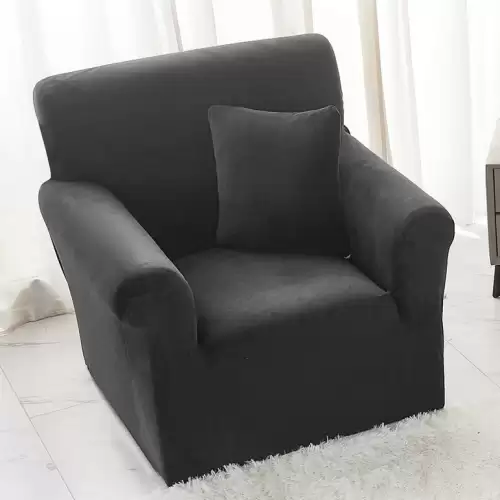 Husa Elastica, 90cm-130cm, pentru Fotoliu cu brate, Jojo Home, Catifea, Negru
