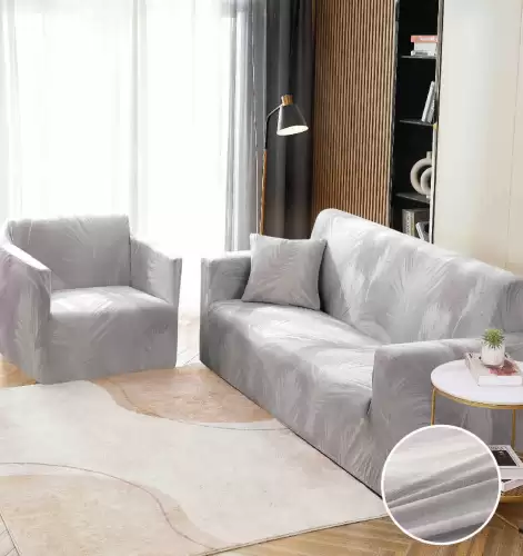 Husa Elastica Pentru Canapea 2 Locuri - M - Jojo Home, Gri deschis, pene