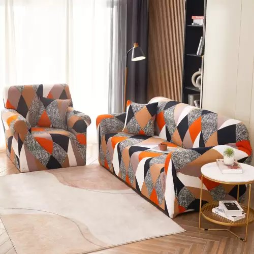 Husa Elastica Pentru Canapea 2 Locuri - M - Jojo Home, Multicolor, forme geometrice