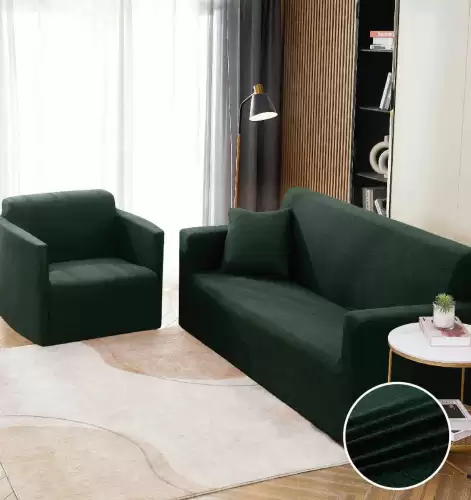 Husa Elastica Pentru Canapea 3 Locuri - L - Jojo Home, Verde smarald