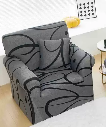 Husa Elastica Pentru fotoliu cu brate, Jojo Home, Gri, Dungi