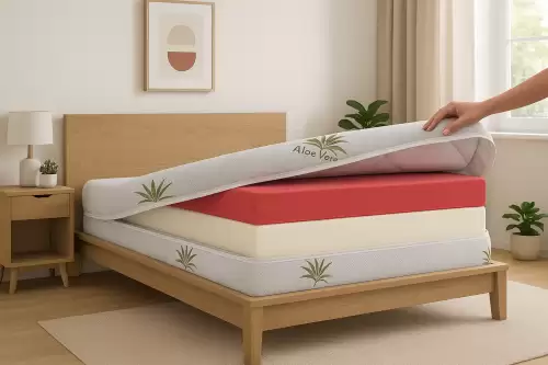 Husa saltea 90x200x20, Aloe Vera, matlasata, lavabila, detasabila, cu fermoar 4 laturi