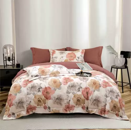 Lenjerie De Lux In Cutie Cadou, Bumbac Finet, 6 Piese - Flori Pictate