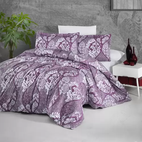 Lenjerie de pat matrimonial, 4 piese, Bumbac 100% Satin Deluxe GIRALDA V1