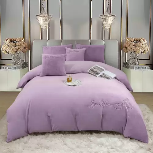Lenjerie de pat, Soft Touch, Jojo Home, cu Blanita Short Hair, Rabbit, 200x230 cm, 6 piese, Lila