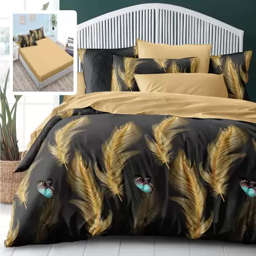 Lenjerie finet 6 piese cu husa - 160x200 si 180x200 (hf6p217)