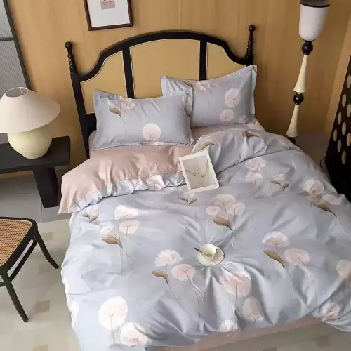 Lenjerie pat 1 PERSOANA, FINET, 4 piese, Gri albastrui, papadii