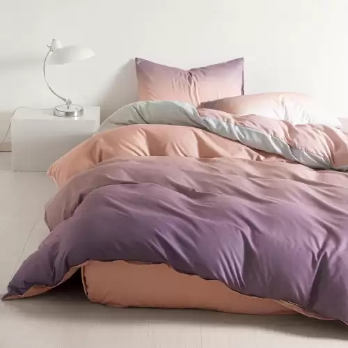 Lenjerie pat 1 PERSOANA, FINET, 4 piese, Mov, Piersica, degrade