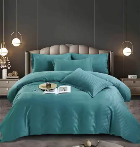 Lenjerie pat dublu 100% Damasc PREMIUM, 6 Piese, fara elastic