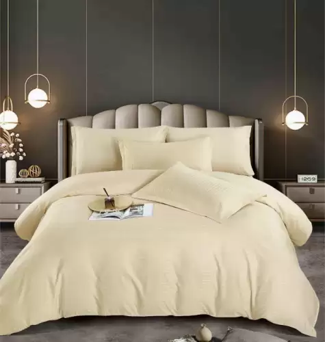 Lenjerie pat dublu 100% Damasc PREMIUM, 6 Piese, fara elastic