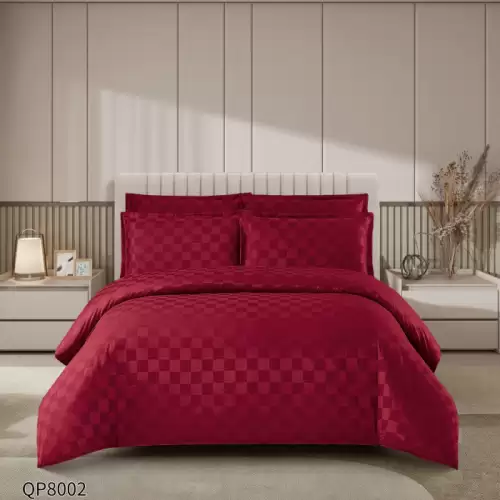 Lenjerie pat dublu, 4 Piese 100% Damasc PREMIUM, cu elastic