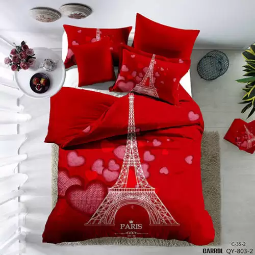 Lenjerie pat dublu, 4 piese, Bumbac 100% Poplin