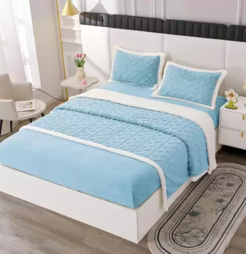 Lenjerie Pat Dublu Cocolino 4 Piese, cu Elastic, din Blanita Tricotata