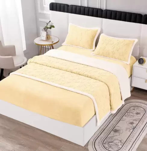 Lenjerie Pat Dublu Cocolino 4 Piese, cu Elastic, din Blanita Tricotata