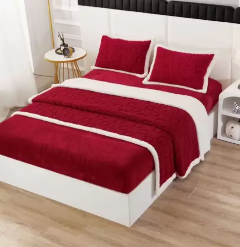 Lenjerie Pat Dublu Cocolino 4 Piese, cu Elastic, din Blanita Tricotata