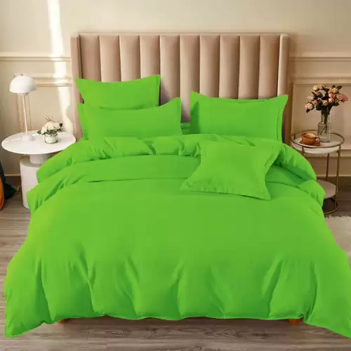 Lenjerie pat dublu cu ELASTIC, Finet, 6 piese, Verde intens