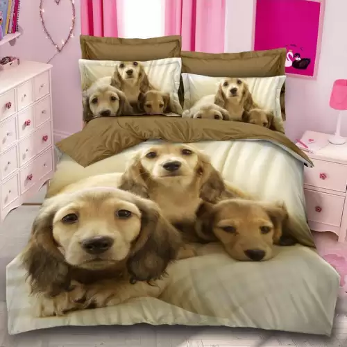 Lenjerie pat dublu, FINET, 6 piese, IDENTICA CU POZA, Crem, catei