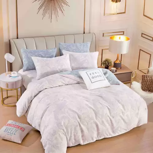 Lenjerie pat dublu, FINET, 6 piese, Jojo Home, Bej, frunze