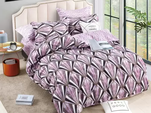 Lenjerie pat dublu, FINET, 6 piese, Jojo Home, Lila-Multicolor, model elegant