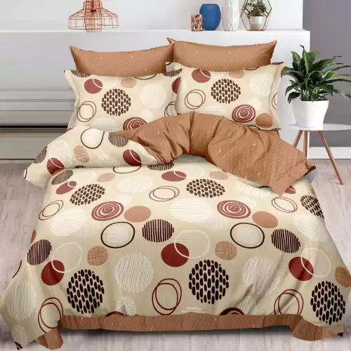 Lenjerie pat dublu, Finet, 6 piese, Maro, cercuri