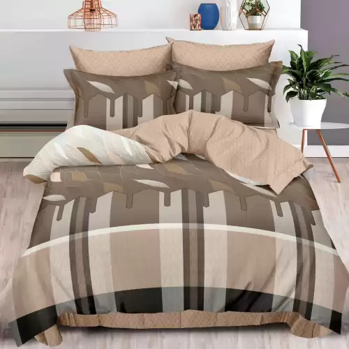 Lenjerie pat dublu, Finet, 6 piese, Maro, dungi