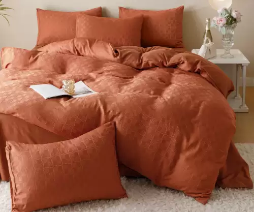 Lenjerie pat dublu, JACQUARD FINETAT, 6 piese, Jojo Home, Maro