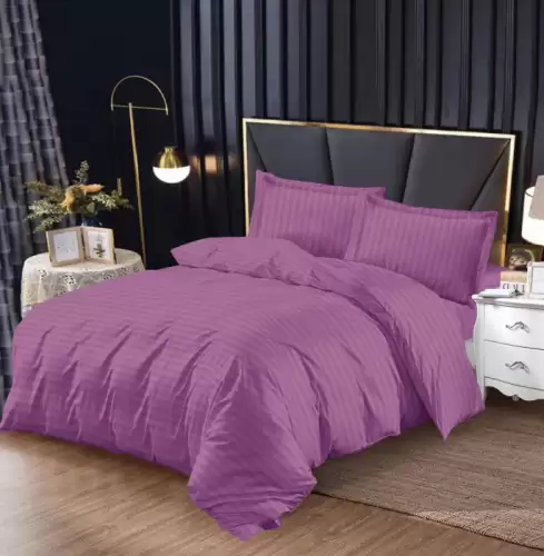 Lenjerie Pat Single, cu elastic, Premium Damasc 100% - Mov