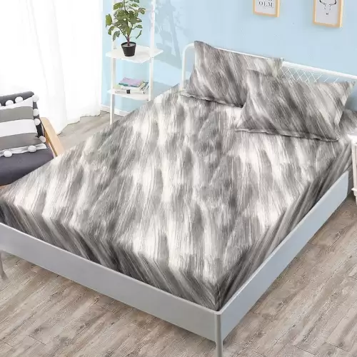 (OFERTA 3 la 159 Lei) Cearsaf cu elastic, FINET, 180x200cm, 2 fete de perne 50x70cm, Gri, Bej