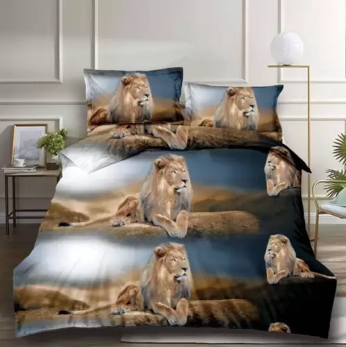 (OFERTA 3 la 199 Lei) Lenjerie pat dublu, 4 piese, IMPRIMEU 3D Multiplicat Multiplicat, Microfibra, Maro, lei