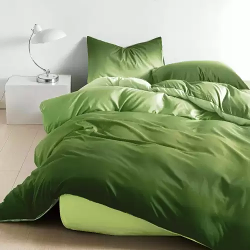 (OFERTA 3 la 219 Lei) Lenjerie pat dublu cu Elastic (160x200cm si 180x200cm), bumbac satinat, Verde, degrade