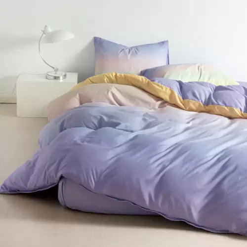 (OFERTA TRIO) Lenjerie pat 1 PERSOANA, FINET, 4 piese, cu ELASTIC, Lila, degrade