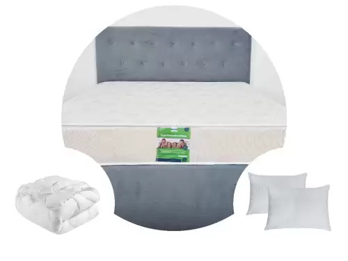 Pachet 1 Saltea ortopedica SomnART DORMA, cu arcuri, 160x200x20 cm + 1 Pilota matlasata 200x220 + 2 perne 50x70