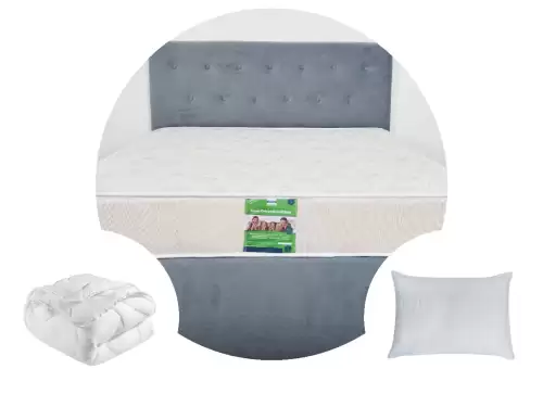 Pachet 1 Saltea ortopedica SomnART DORMA, cu arcuri, 90x200x20 cm + 1 Pilota matlasata 150x200  + 1 perna 50x70