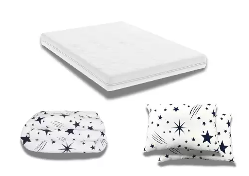 Pachet Promo: Saltea Optimax Ortopedic 140x200x18 + Pilota bumbac Stelute 180x200 + 2 Perne bumbac Stelute 50x70