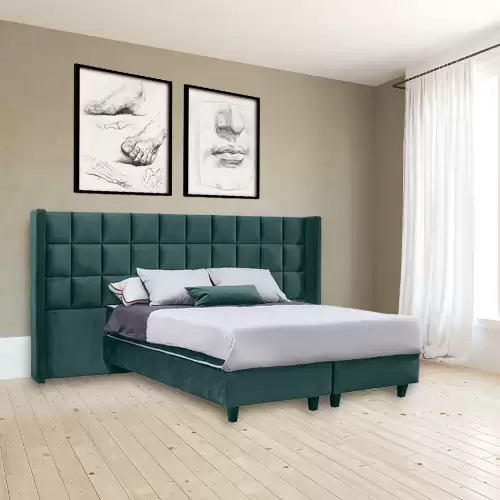 Pat tapitat, American cu Boxspring, 160x200, Aldo, Verde Menta