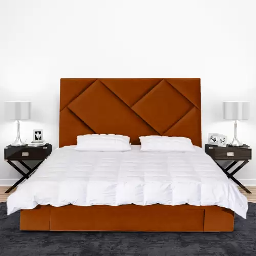 Pat tapitat, cu somiera si 2 sertare depozitare, 90x200, Oliver