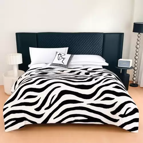 Patura Cocolino Groasa, 200x230 cm, Zebra, Alb