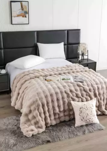 Patura Cocolino Premium cu Blanita de Iepure ,   Moale si Calduroasa, 200x230 cm