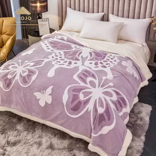 Patura groasa Cocolino cu blanita, 200x230, Model Fluturi 3D