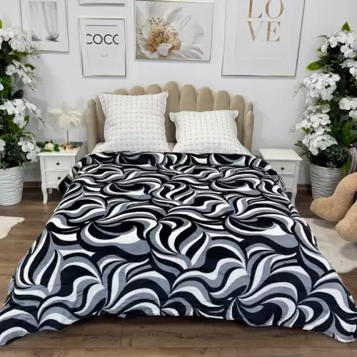 Patura pufoasa cocolino 200x230cm, 240g/mp, Alb, Negru, Gri, Model Clasic